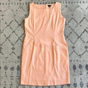 Ann Taylor Orange Sheath Midi Dress Scoop Neck Sleeveless
